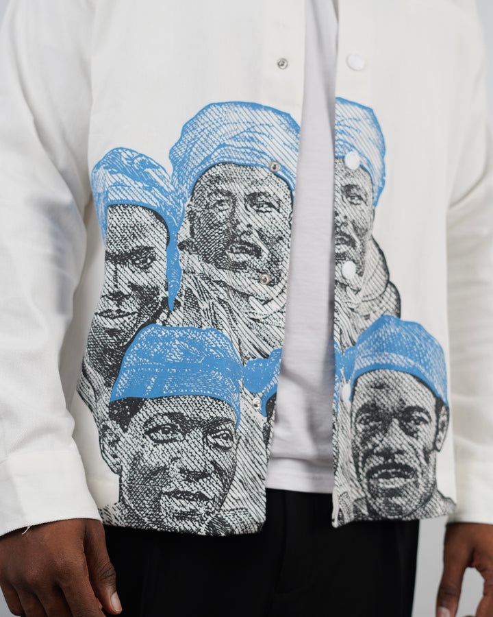 2morrow Tribal Button Up Oversized Jacket in White