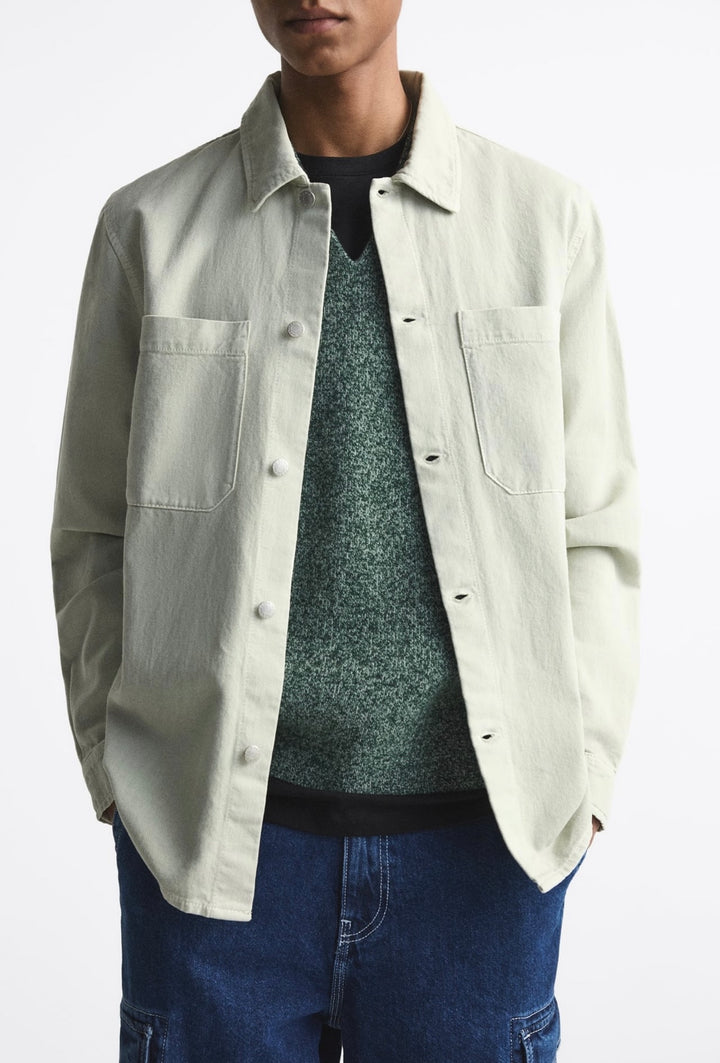 ZARA COLORED DENIM OVERSHIRT LIGHT GREEN