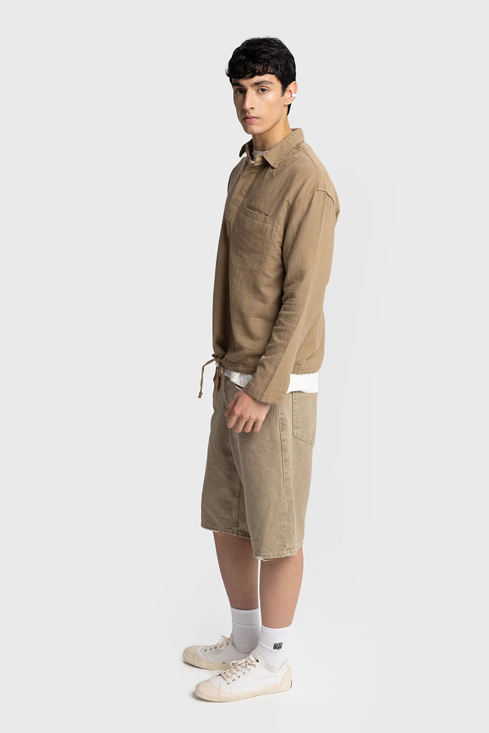 GIESTO linen spring shirt in khaki