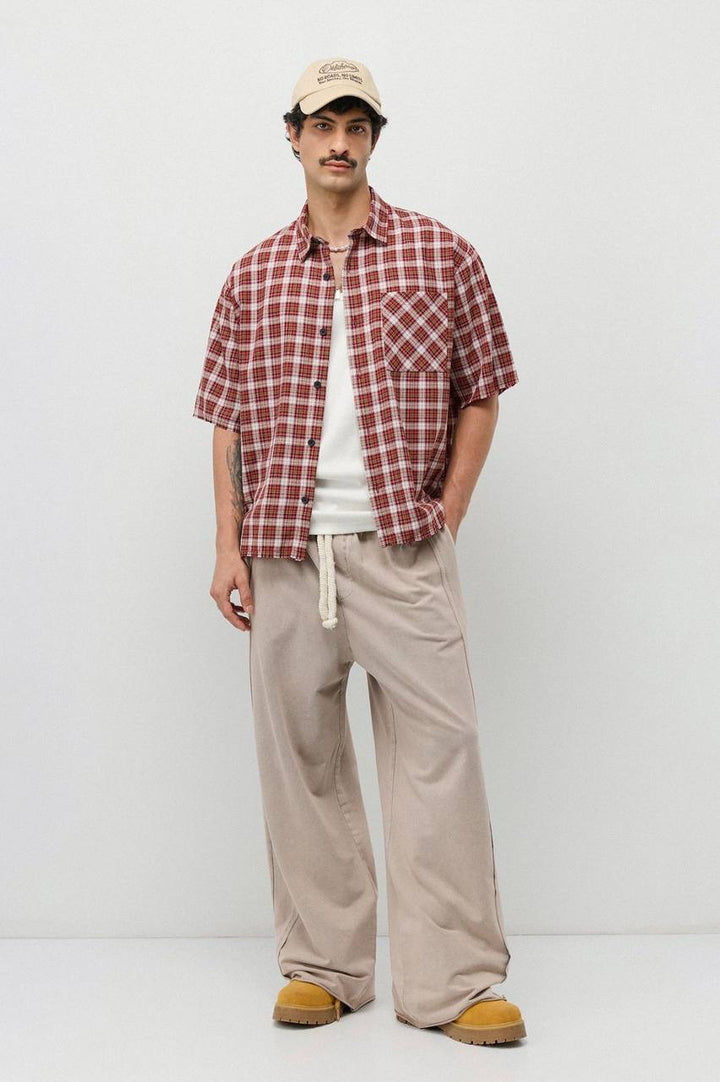 Vamos Plaid Short Sleeve shirt in Red