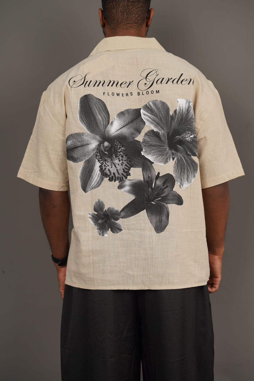 Maksim Summer Garden Linen Short Sleeve shirt in Sand