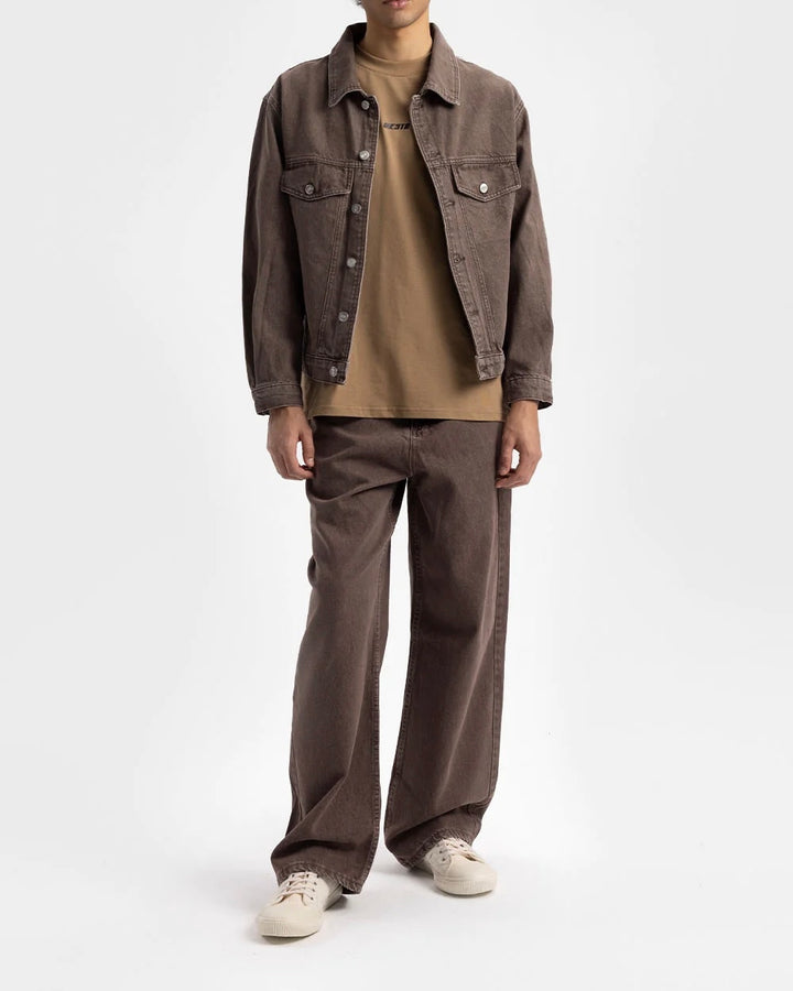 Giesto Washed Baggy Jeans in Brown