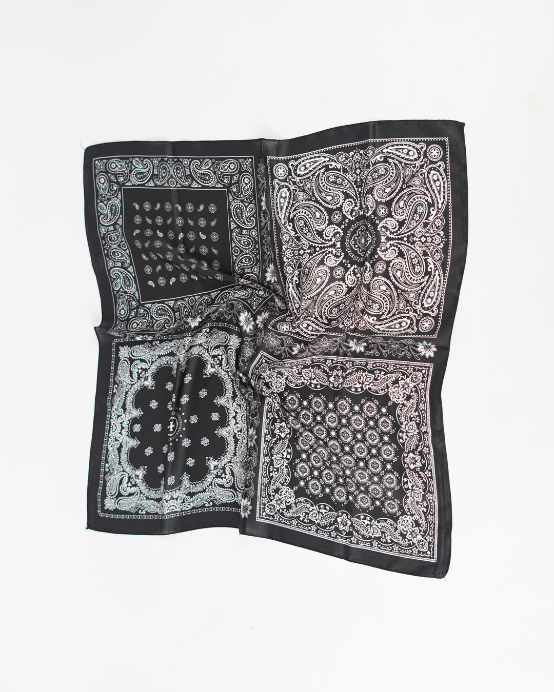 Paisley Print Silk Scarf in Black/White