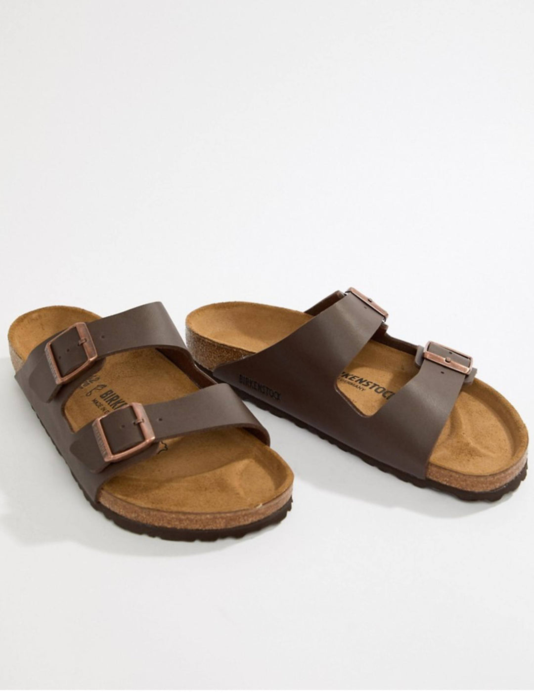 Birkenstock Arizona Nubuck Slide Sandals in Brown