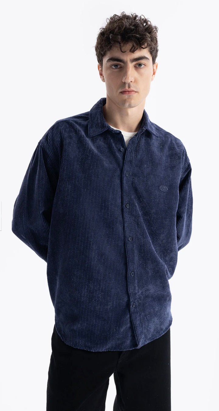 Giesto pleated corduroy shirt in blue