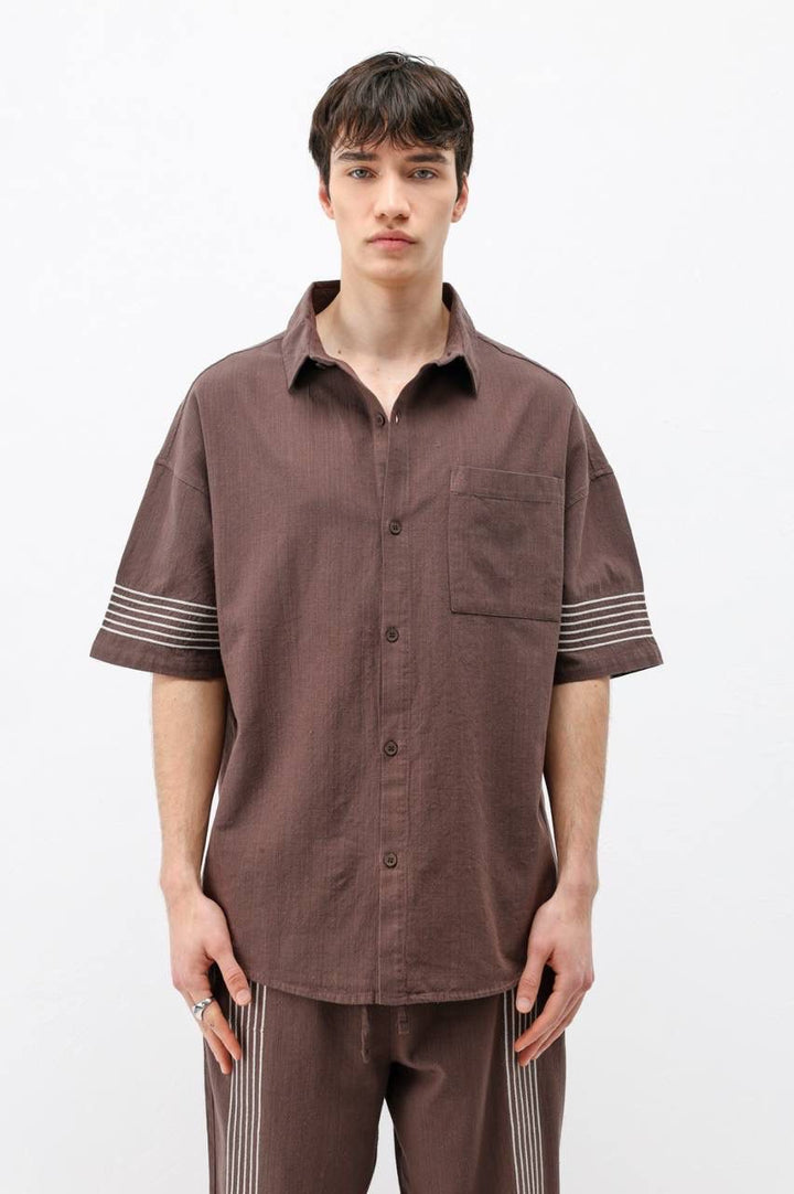 Vamos Short Sleeve Set in Brown