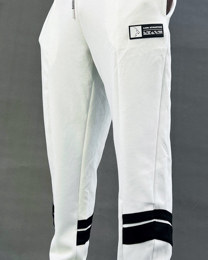 IQ double stripe jogger pants in white