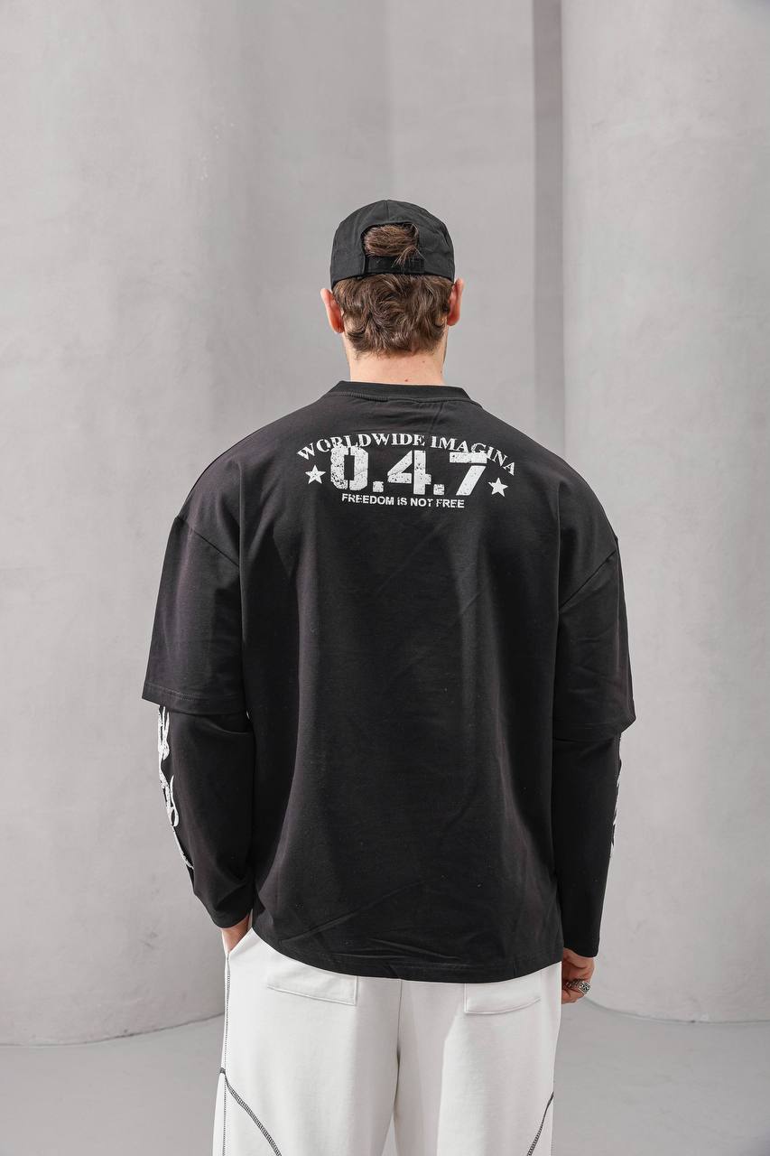 2morrow Overized Wild Life Long Sleeve T-shirt in black