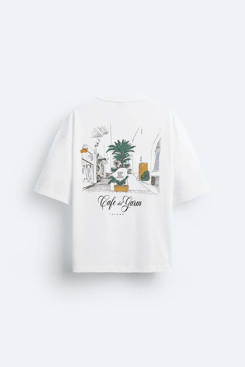 Garm Island Cafe T-shirt in white