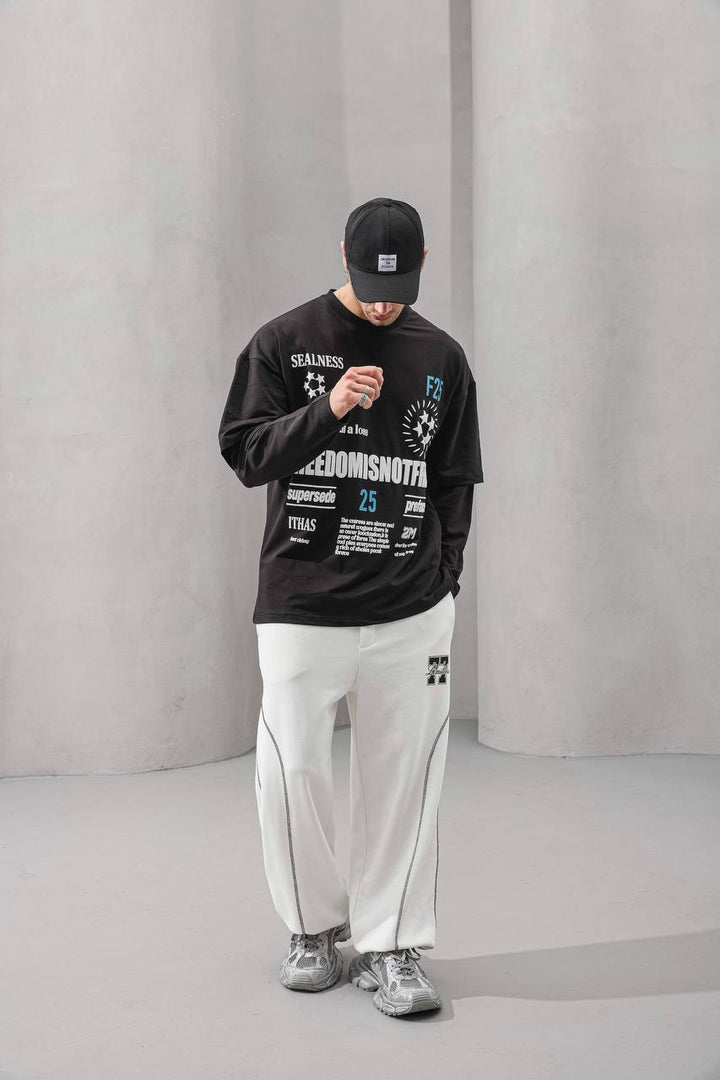 2morrow Oversized Graphic Text Print in Black