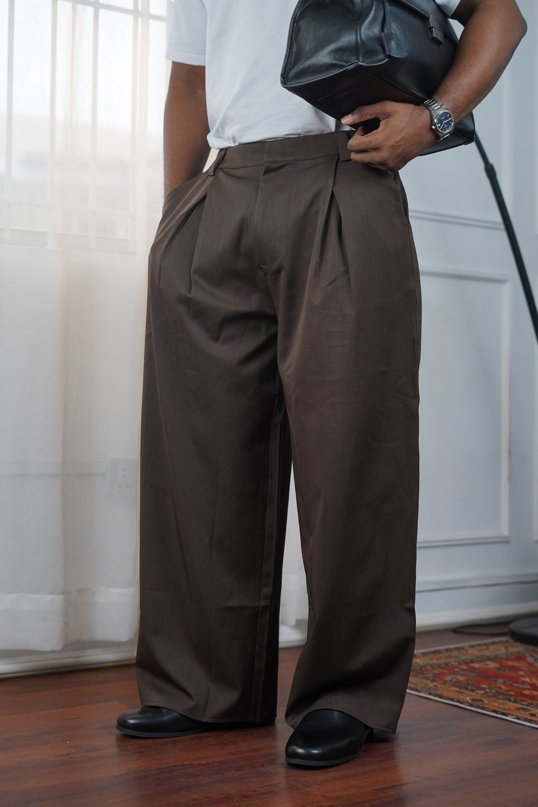 Garm Island Wide Leg Adjustable Pants in Brown