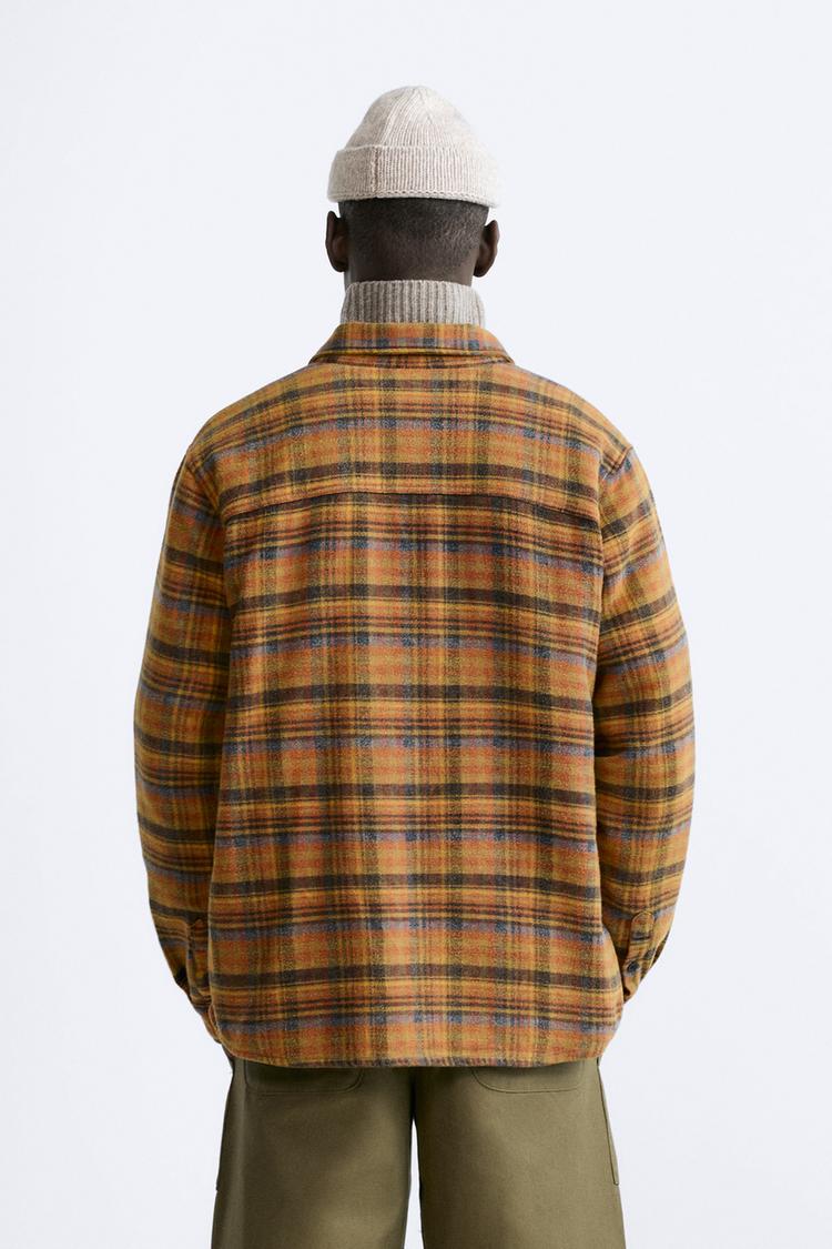 ZARA CHECK FLANNEL SHIRT CAMEL