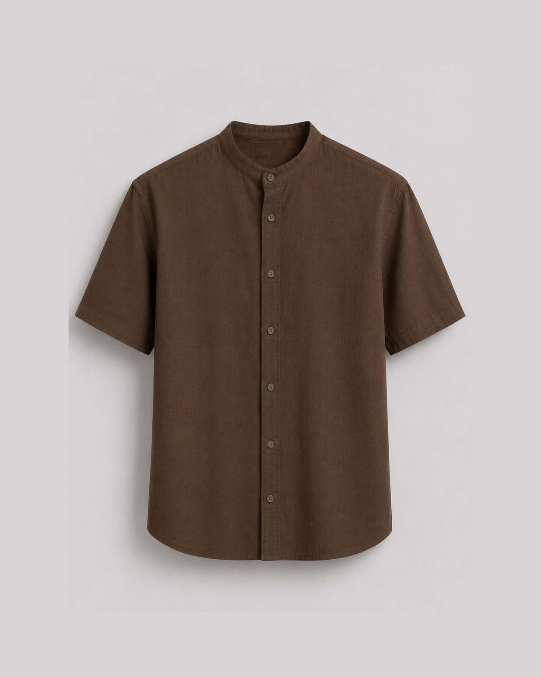 Massimo Linen Short Sleeve Button Down Shirt in Brown
