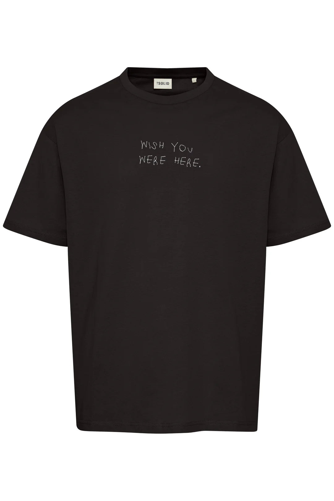 Solid WISH YOU WERE HERE T-shirt in black