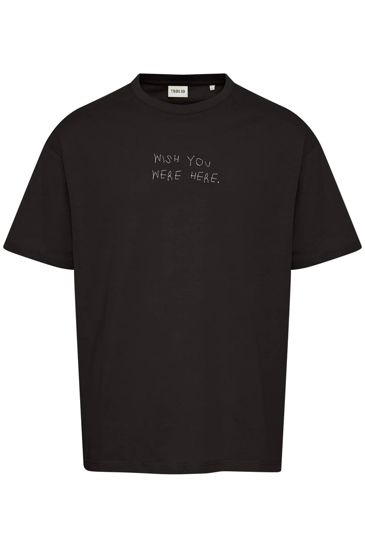 Solid WISH YOU WERE HERE T-shirt in black