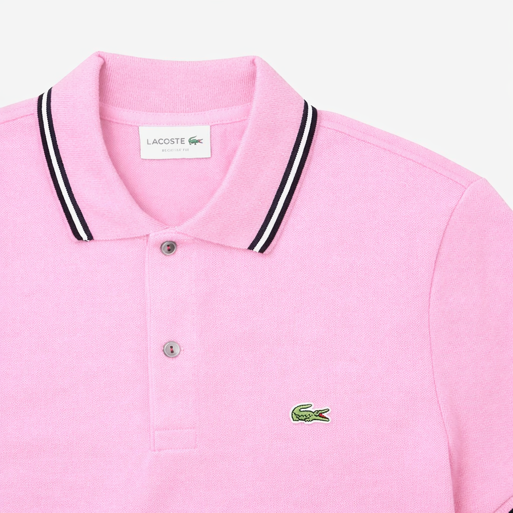 Lacoste Tipped Short Sleeve Polo Shirt in Pink