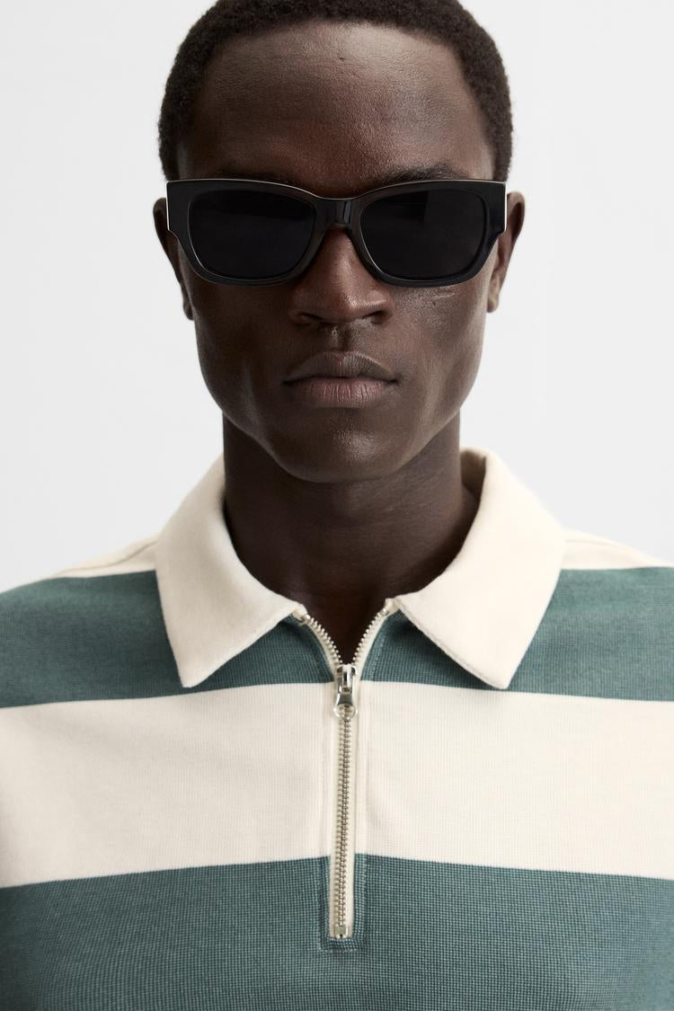 ZARA TEXTURED WEAVE POLO SHIRT