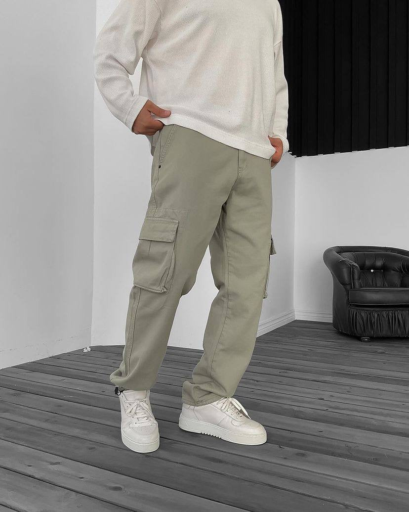 Difransel baggy cargo jeans in khaki