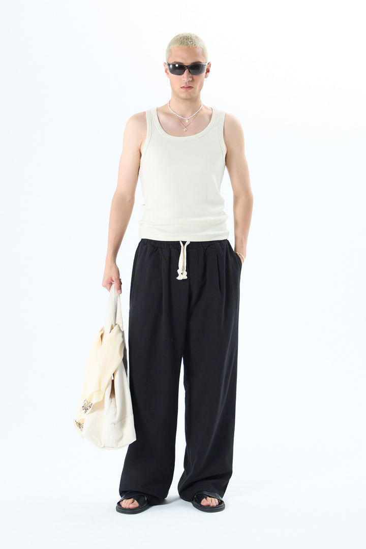 Vamos Baggy Linen Pants in Black