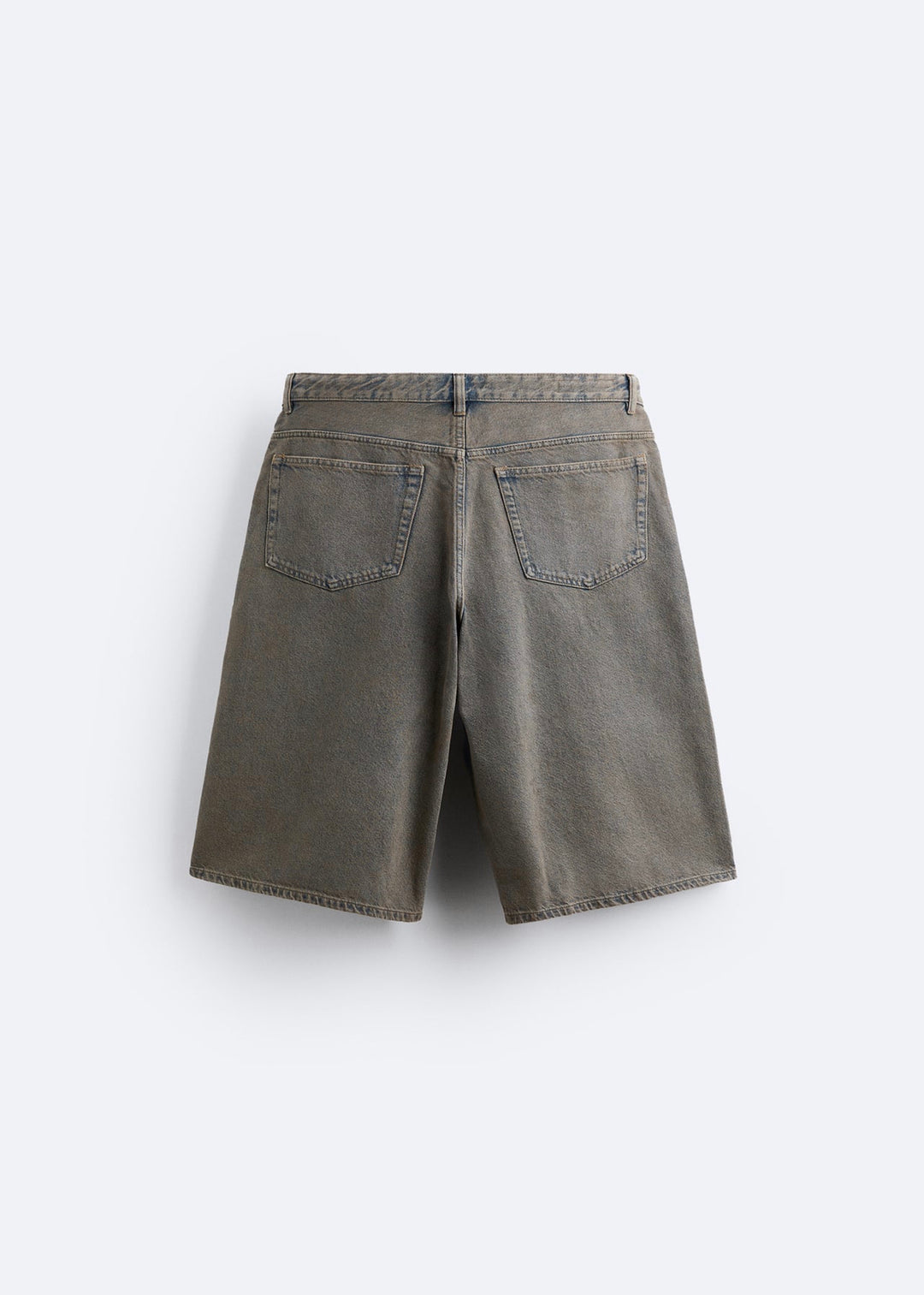 ZARA OVERDYED DENIM BERMUDA SHORTS BLUE GREY