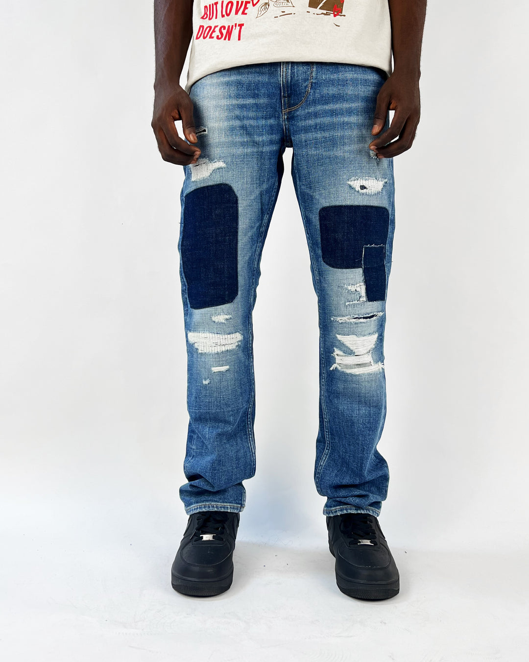 Guess multi patch jeans in blue