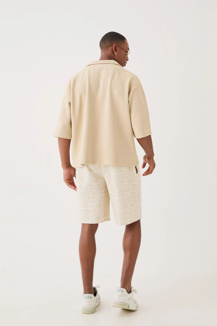 BOOHOOMAN RELAXED FIT MID LENGTH JACQUARD SHORT