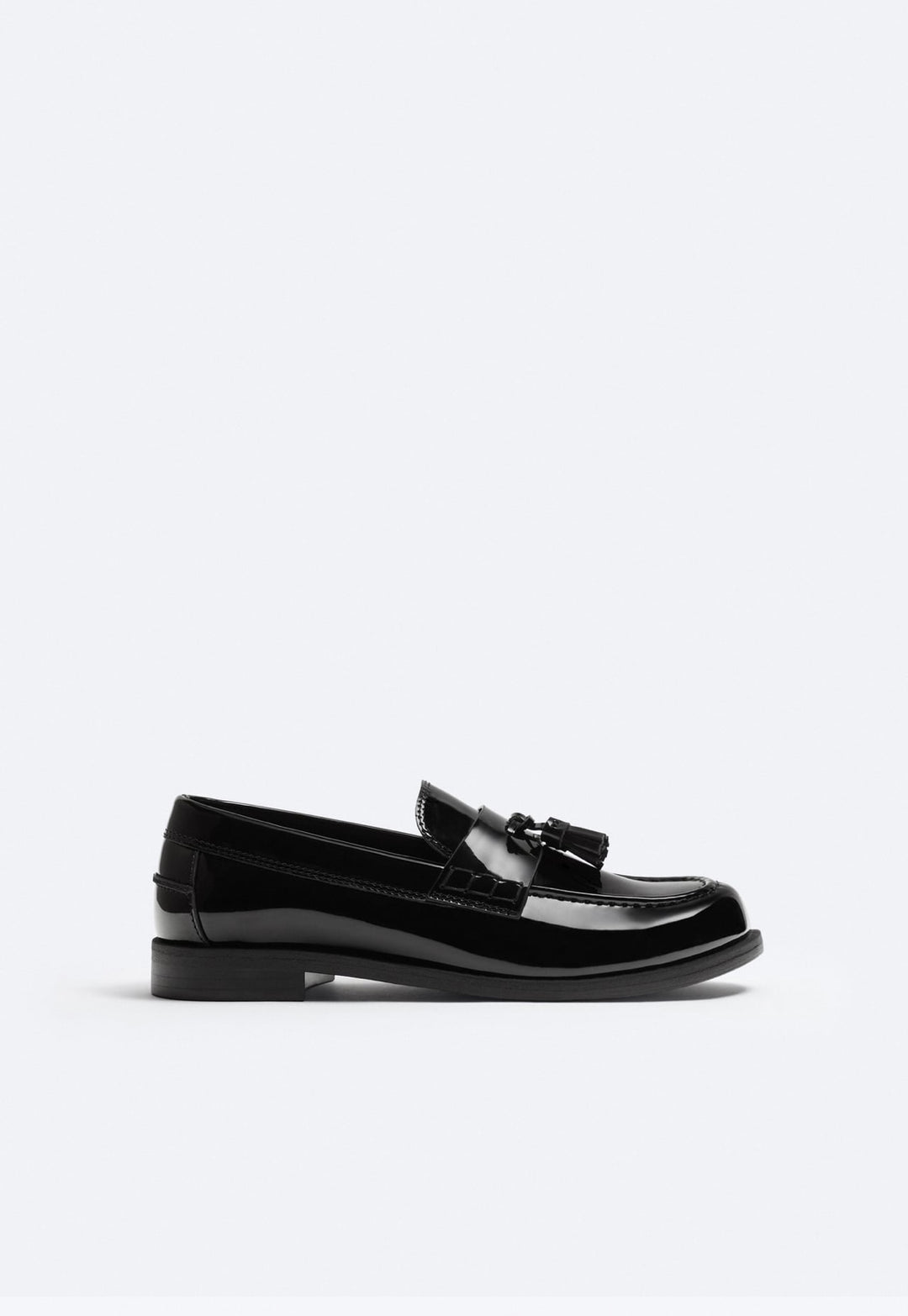 ZARA FAUX PATENT LEATHER TASSEL LOAFERS
