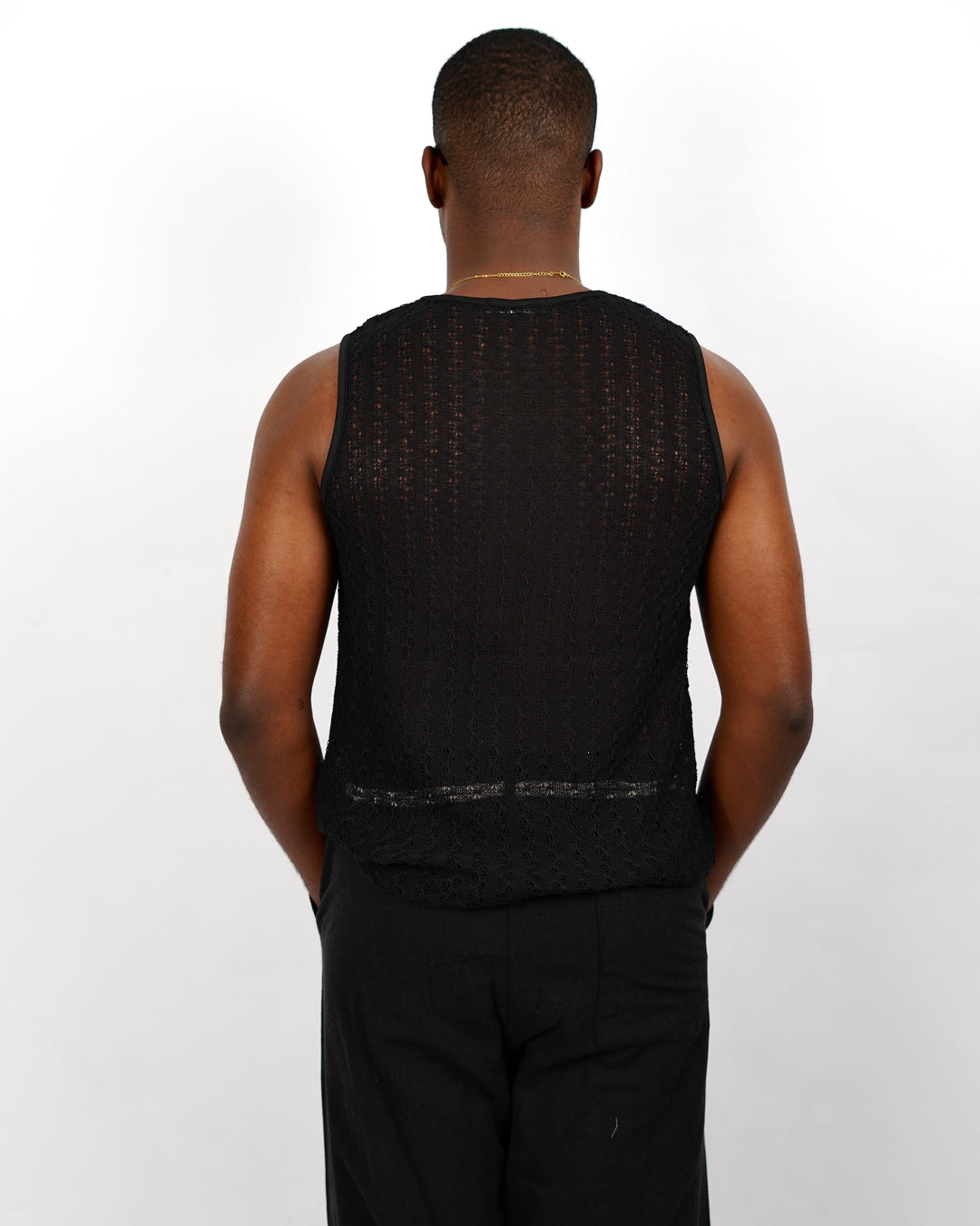 The Pool Crotchet Sleeveless Shirt in Black
