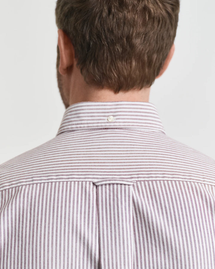 GANT Regular Fit Banker Stripe Classic Oxford Shirt in Red