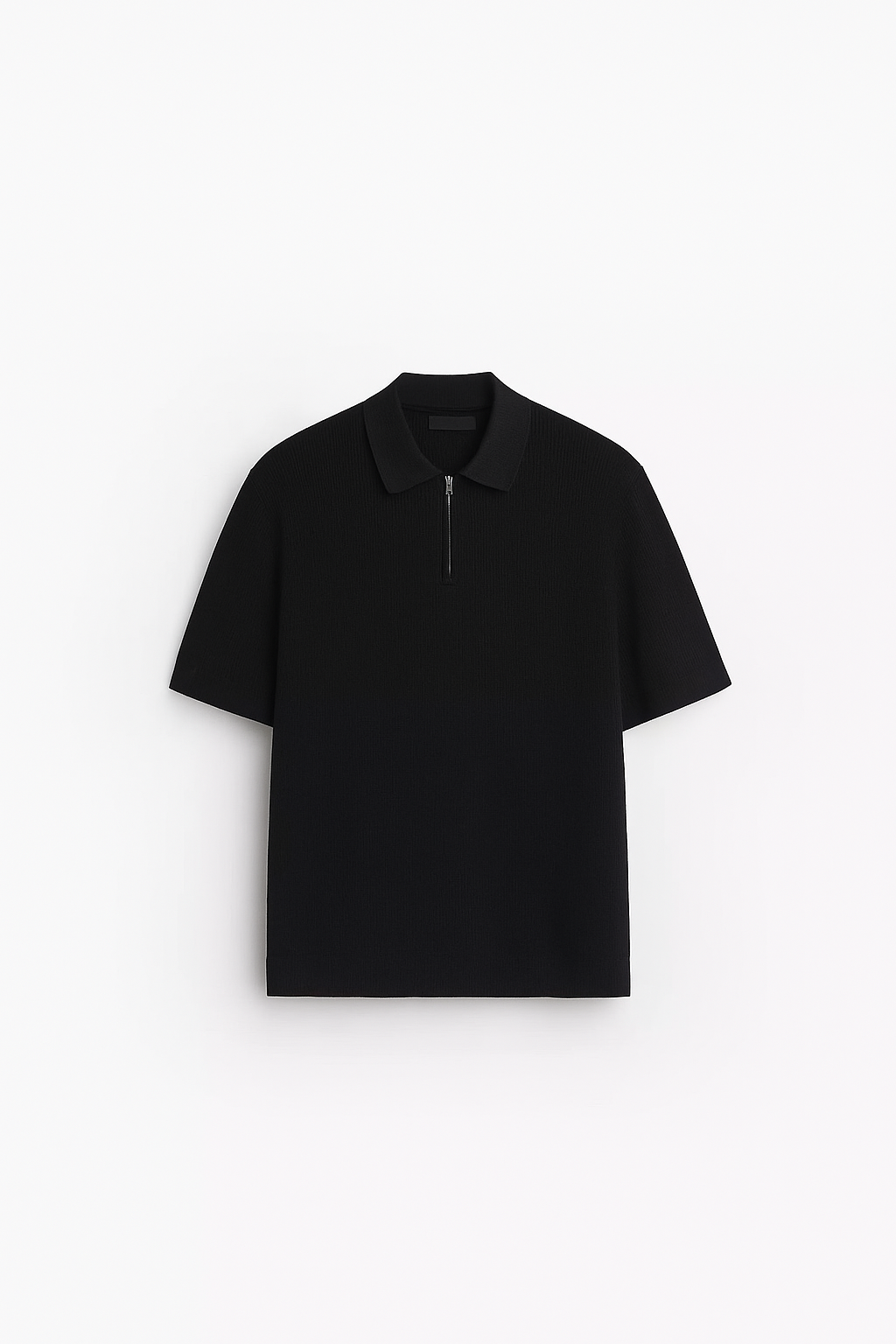 Garm Island Half Zip Textured Knit Polo in Black