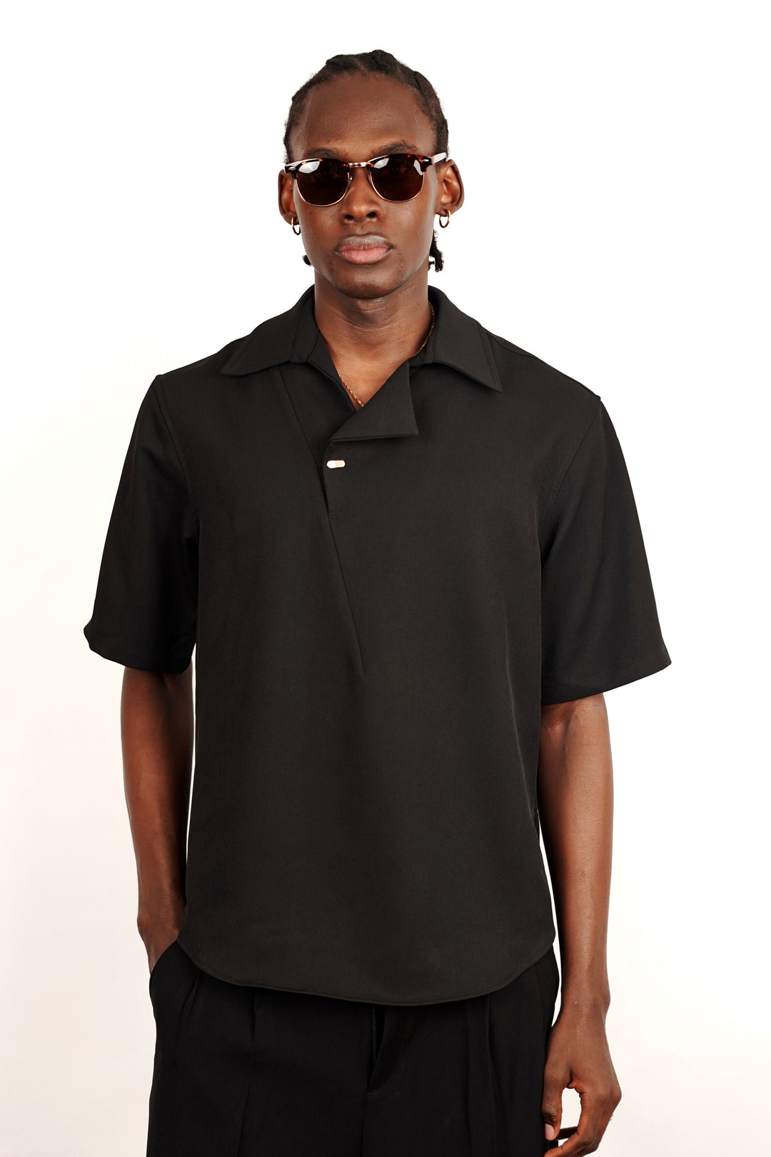 M Studio Flap Polo Shirt in Black