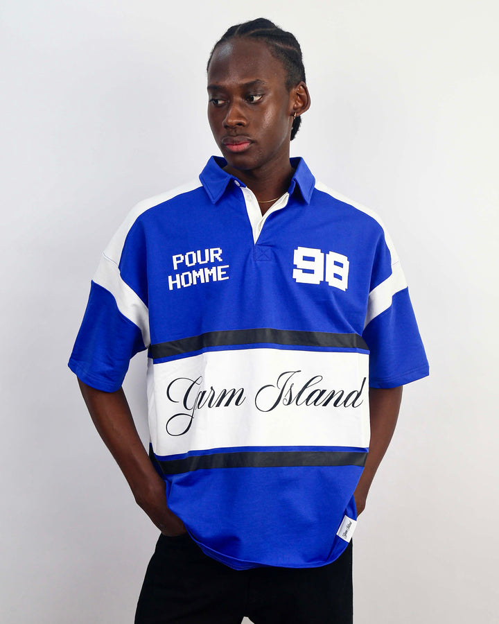 Garm Island Pixel Rugby Polo Shirt in Blue