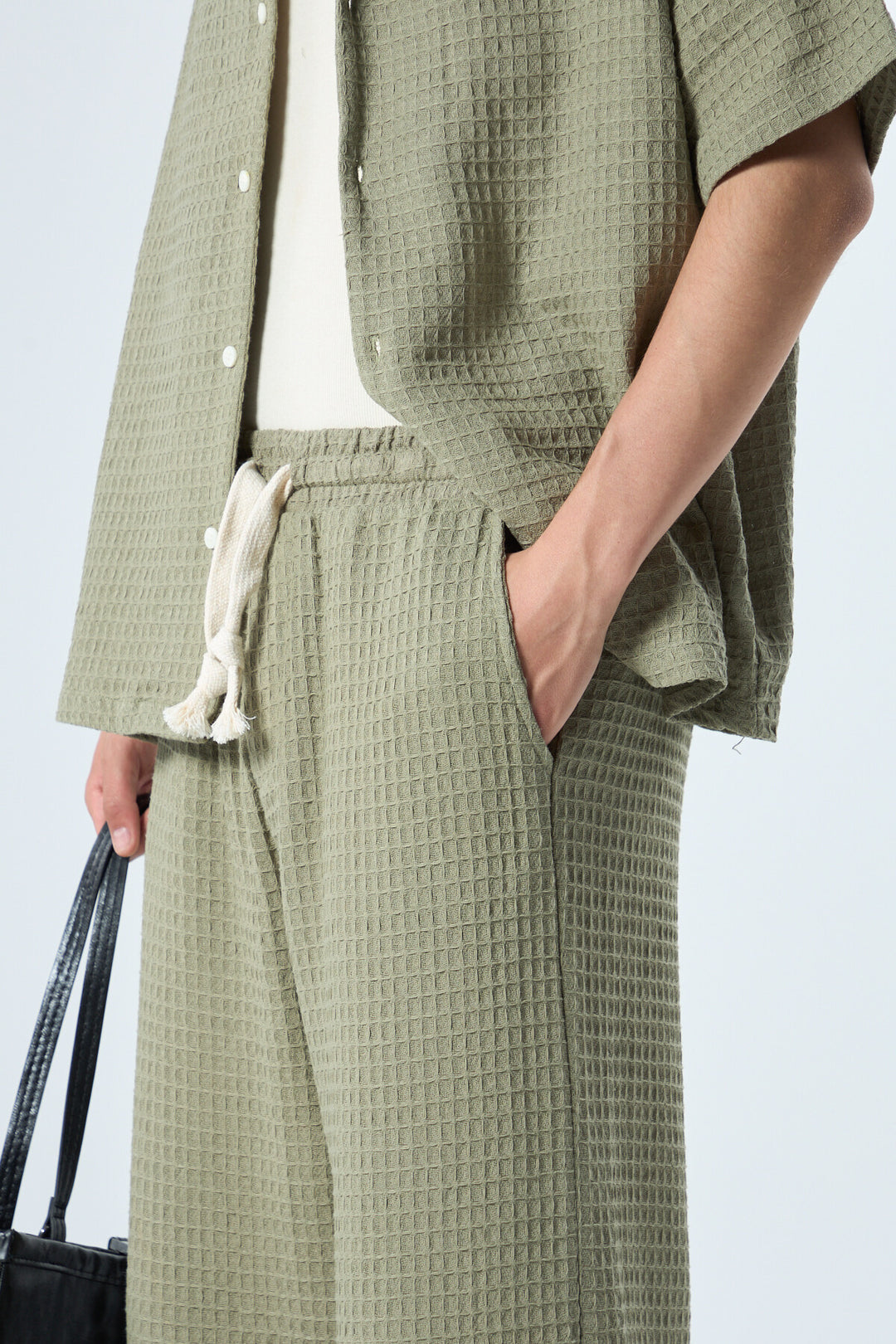 Vamos Oversized Cotton Waffle Set in Sage