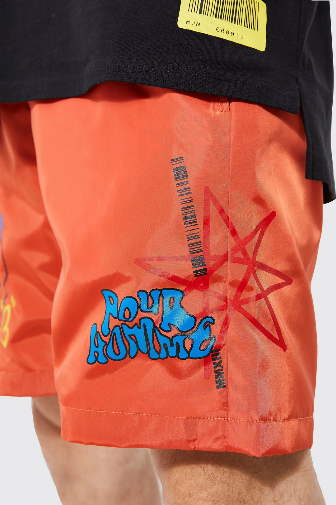 BOOHOOMAN TALL ELASTIC WAIST GRAFFITI TOGGLE SHORT