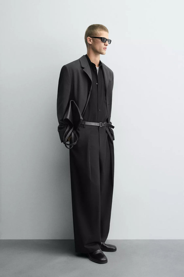 Garm Island Pleated Wide Leg Pants in Black