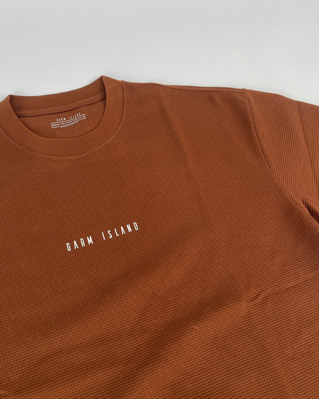 Garm Island Premium Oversized Waffle T-shirt in Brown