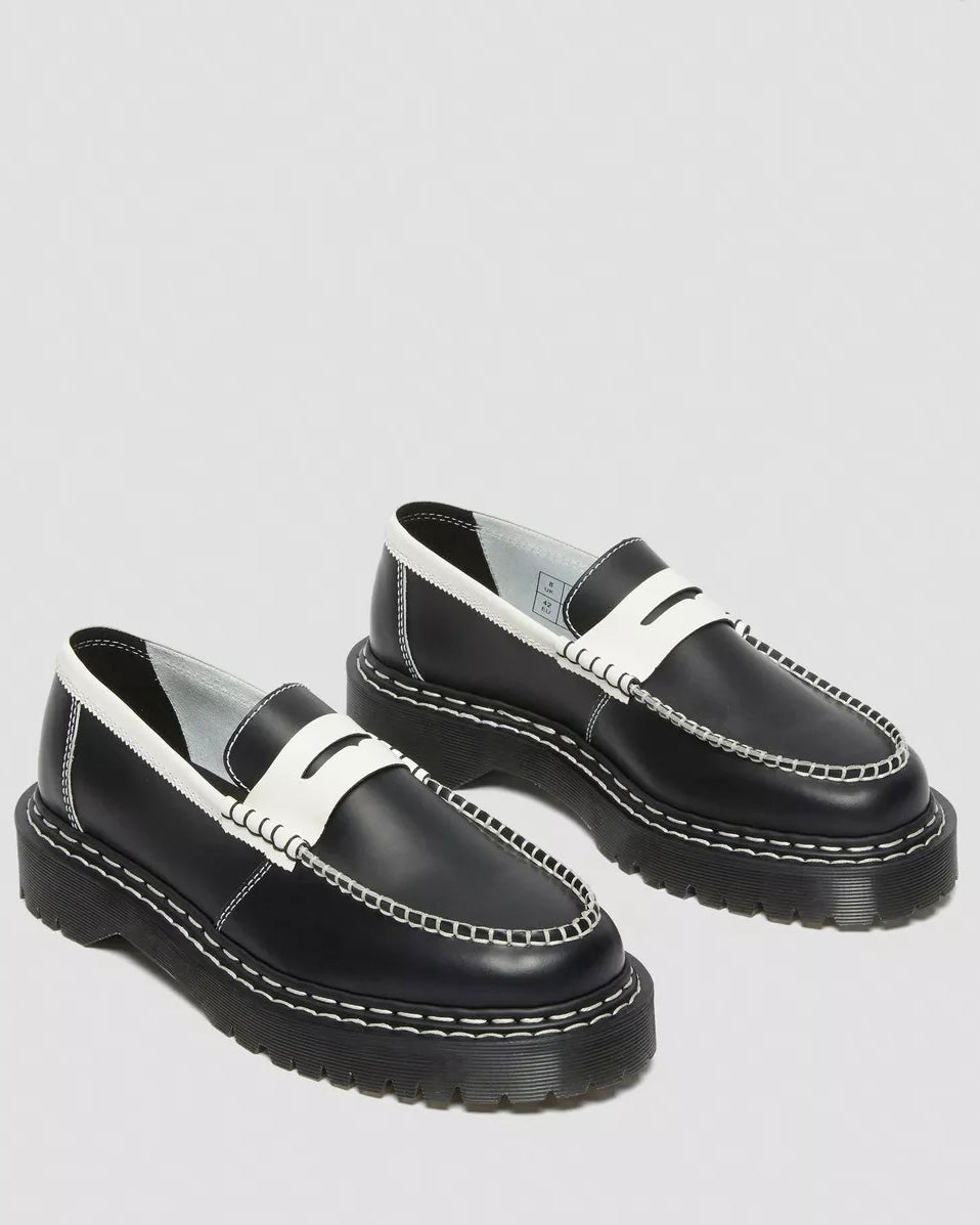 Dr Martens Penton Bex Contrast Leather Loafers in black and white