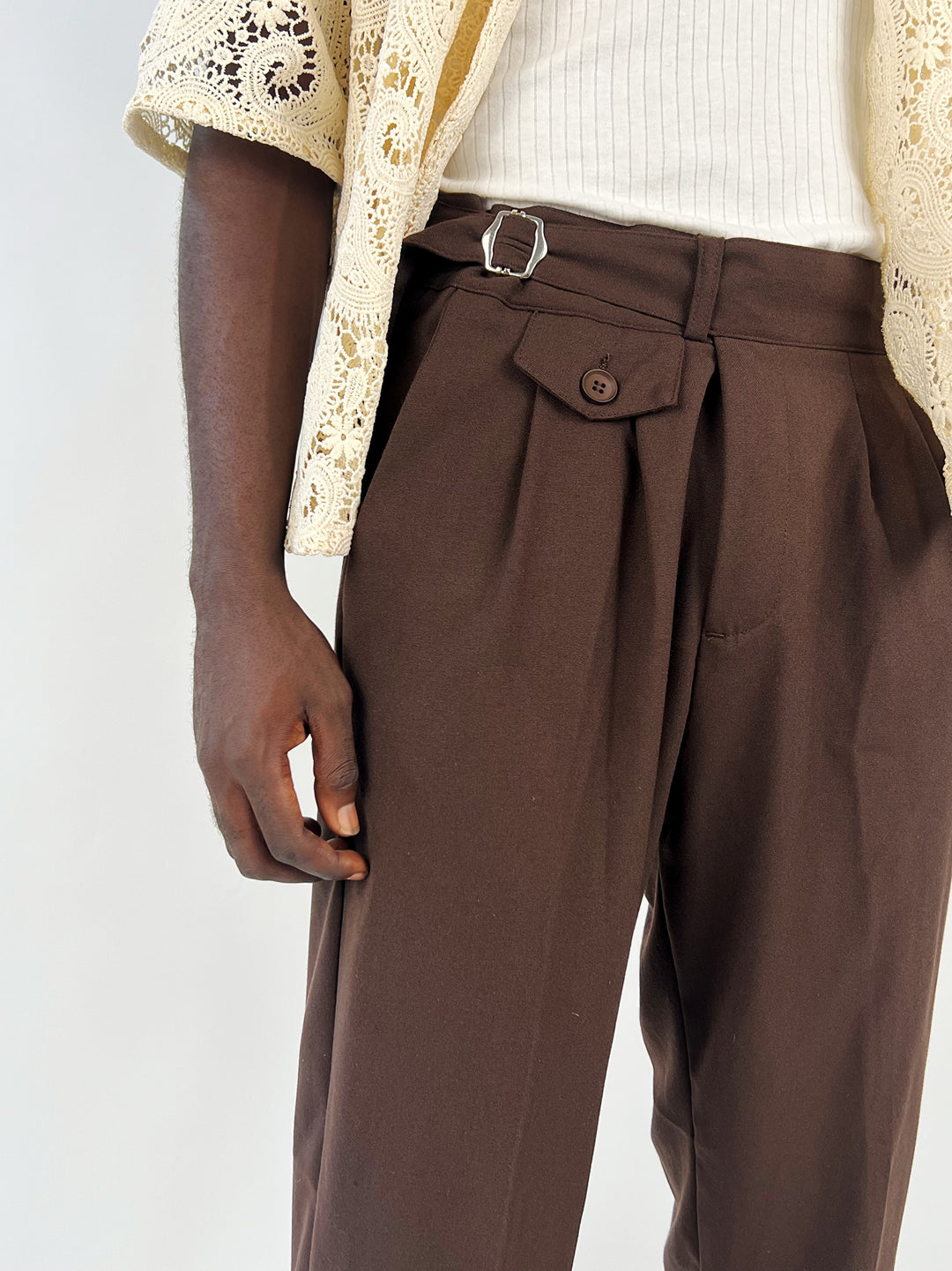 GIESTO belted pants in brown