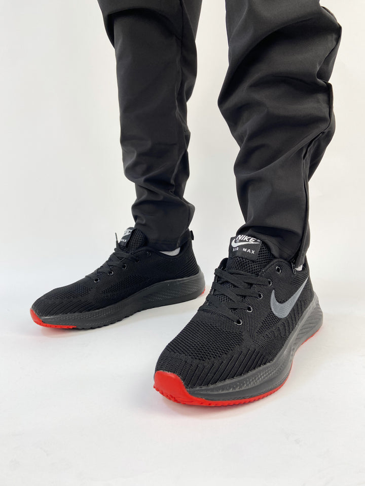 Nike air max knit trainers with black&red sole