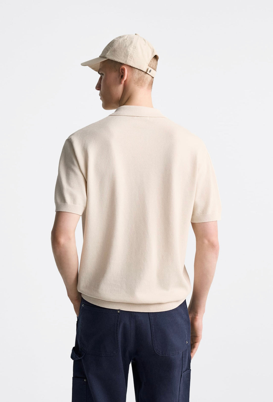 ZARA BASIC KNIT POLO STONE