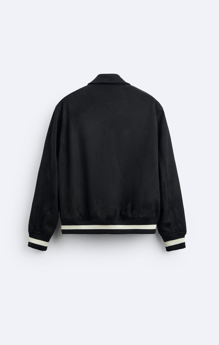 ZARA FAUX SUEDE EMBROIDERED JACKET