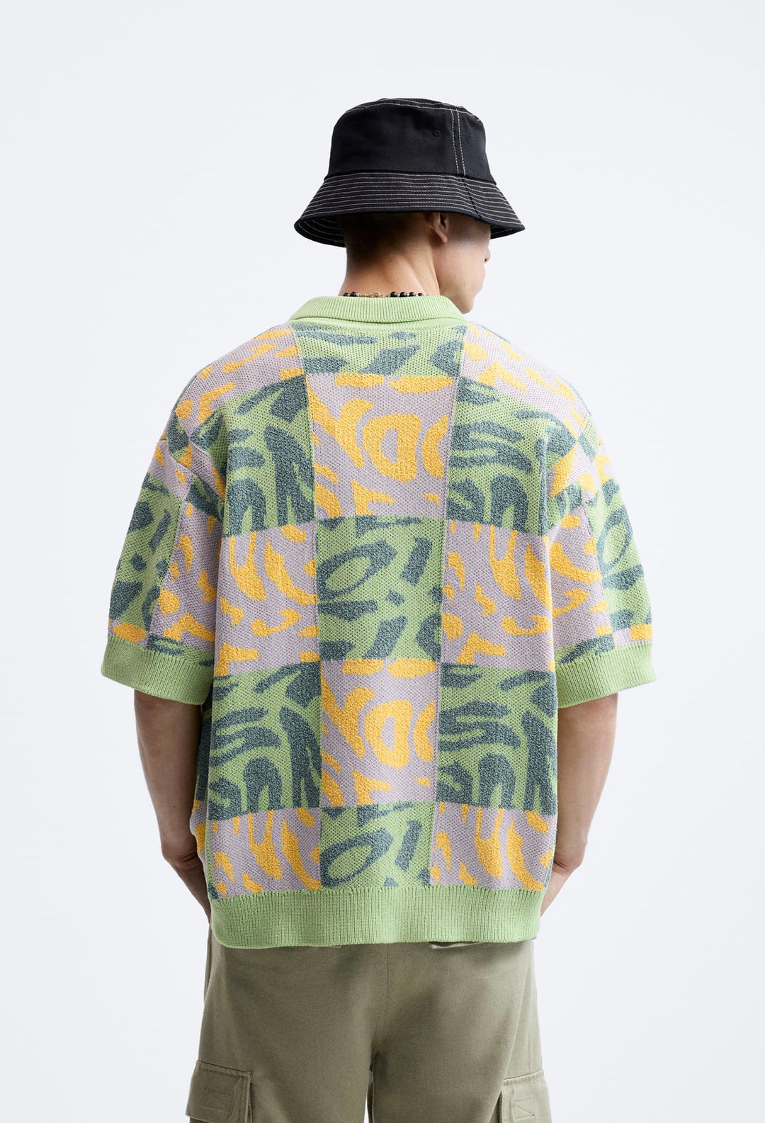 ZARA PATCHWORK JACQUARD KNIT SHIRT
