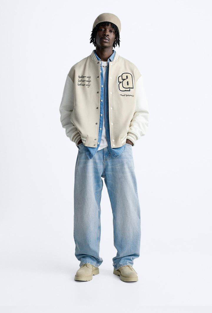 ZARA BOMBER JACKET WITH PATCHES