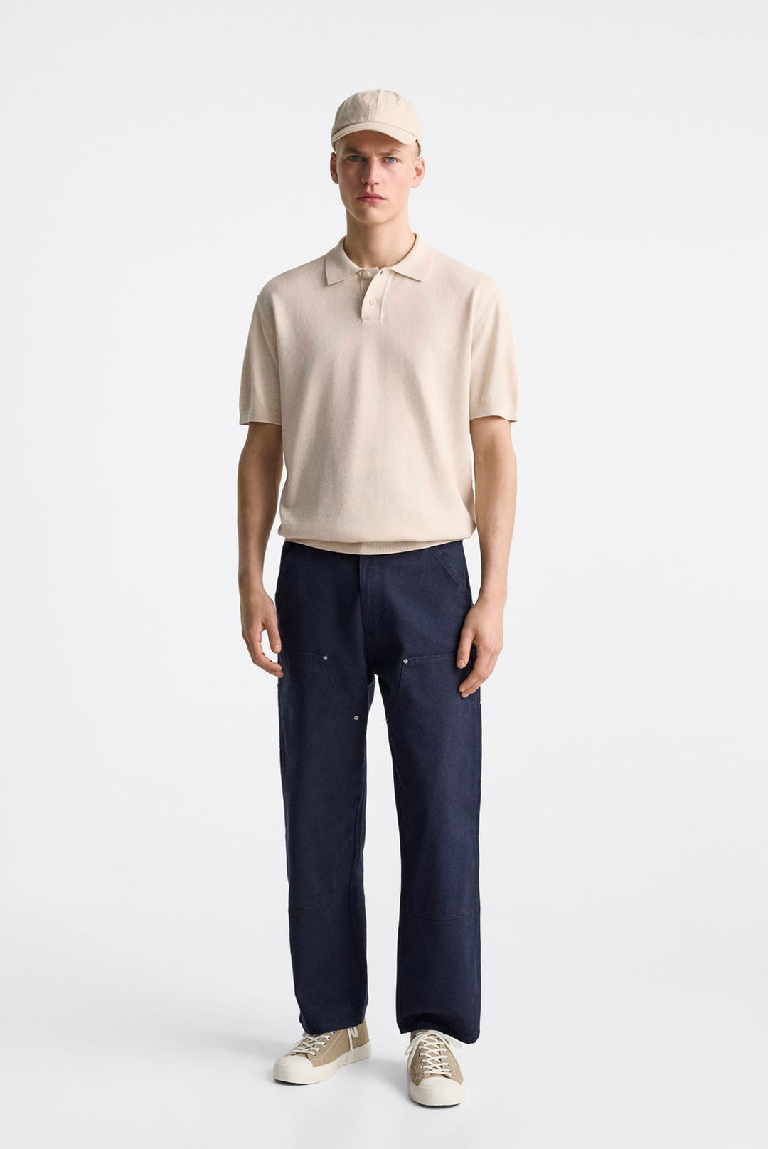 ZARA BASIC KNIT POLO STONE