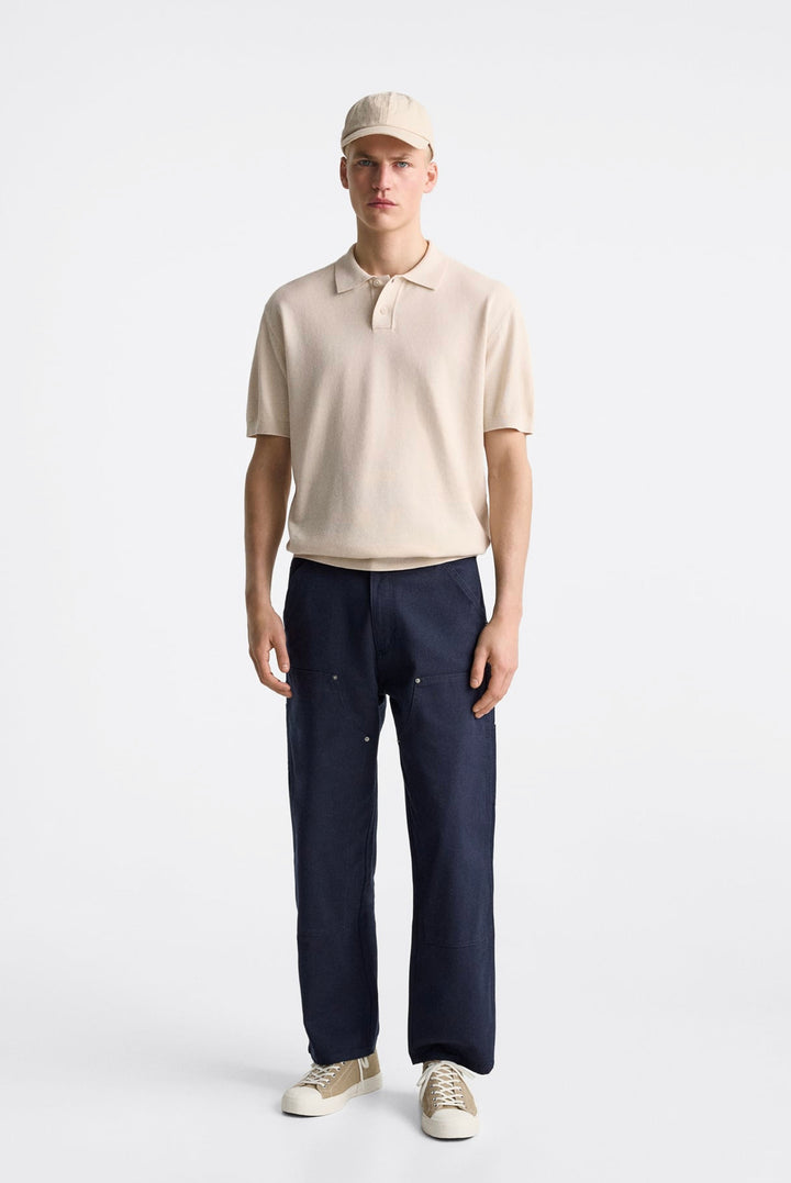 ZARA BASIC KNIT POLO STONE