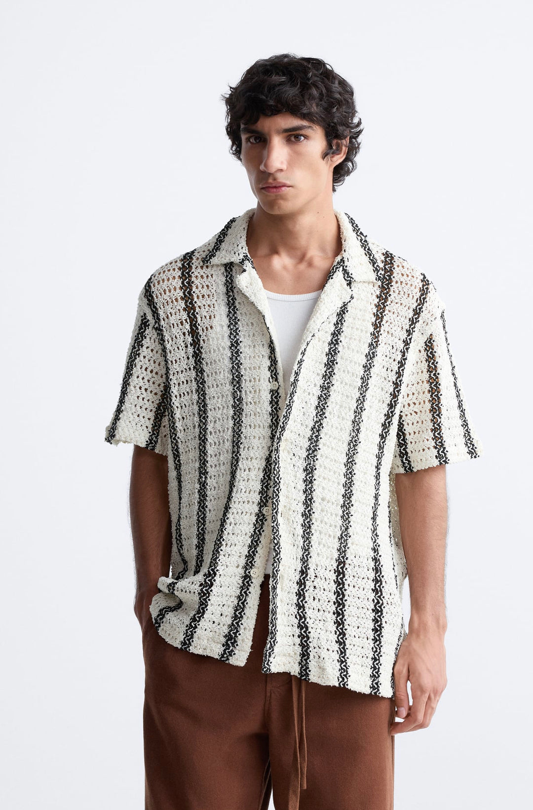 ZARA STRIPED CROTCHET SHIRT