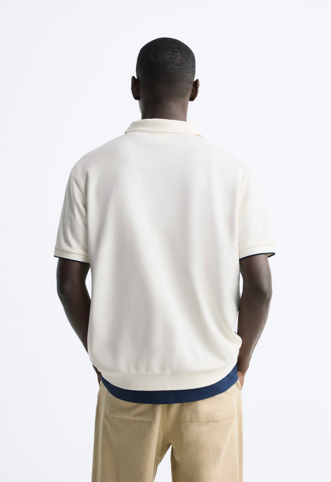 ZARA KNIT POLO WITH ZIP IN WHITE