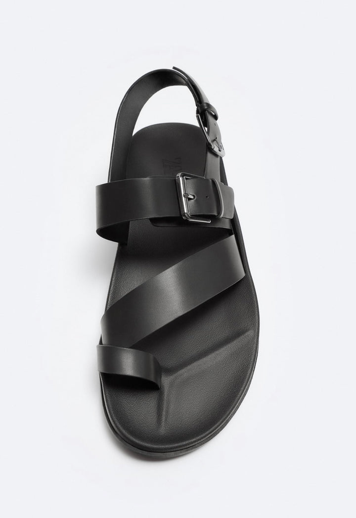 ZARA STRAPPY SANDALS WITH BUCKLE FASTENING BLACK