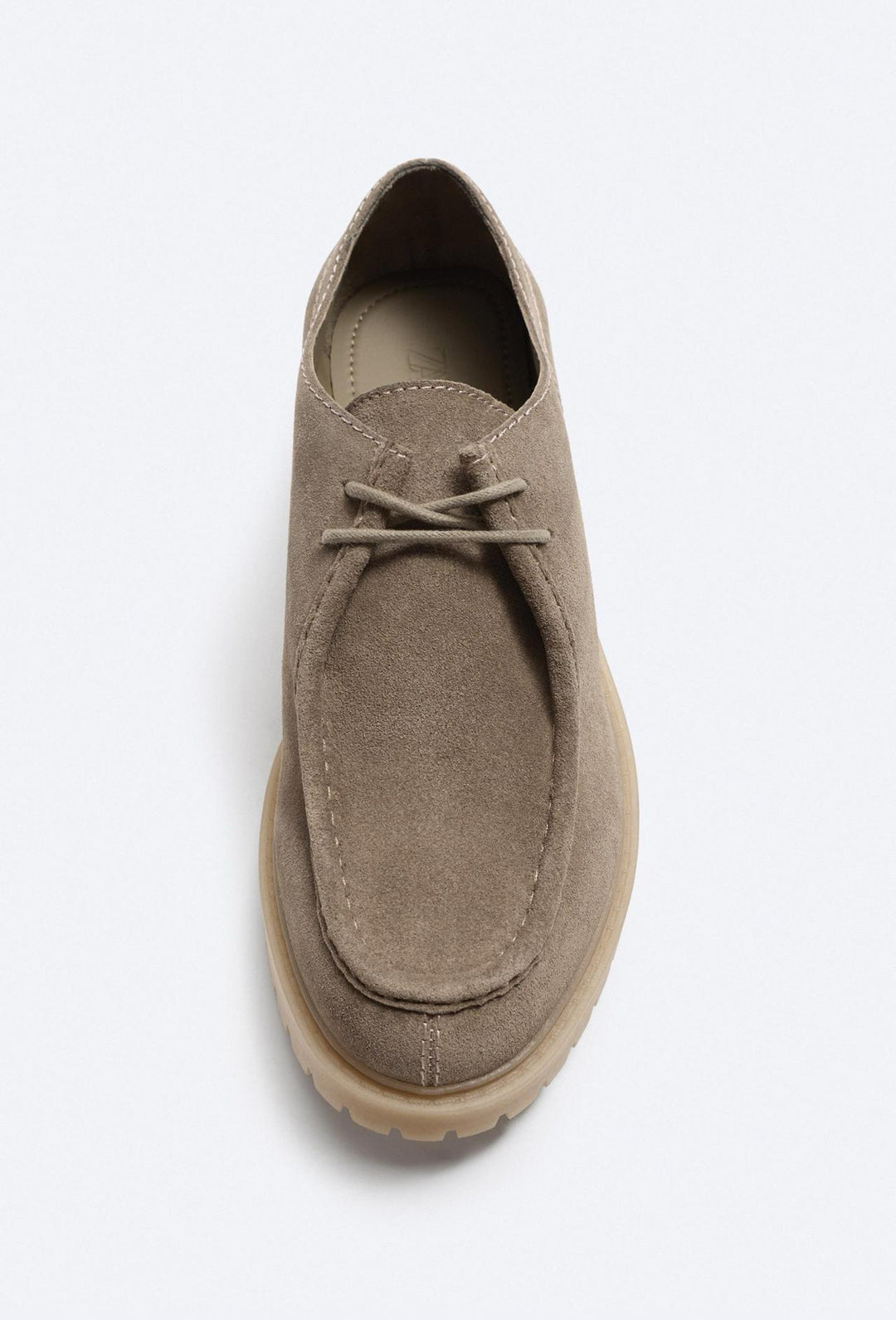 ZARA SPLIT SUEDE SHOES WITH MOC TOE TAUPE GREY