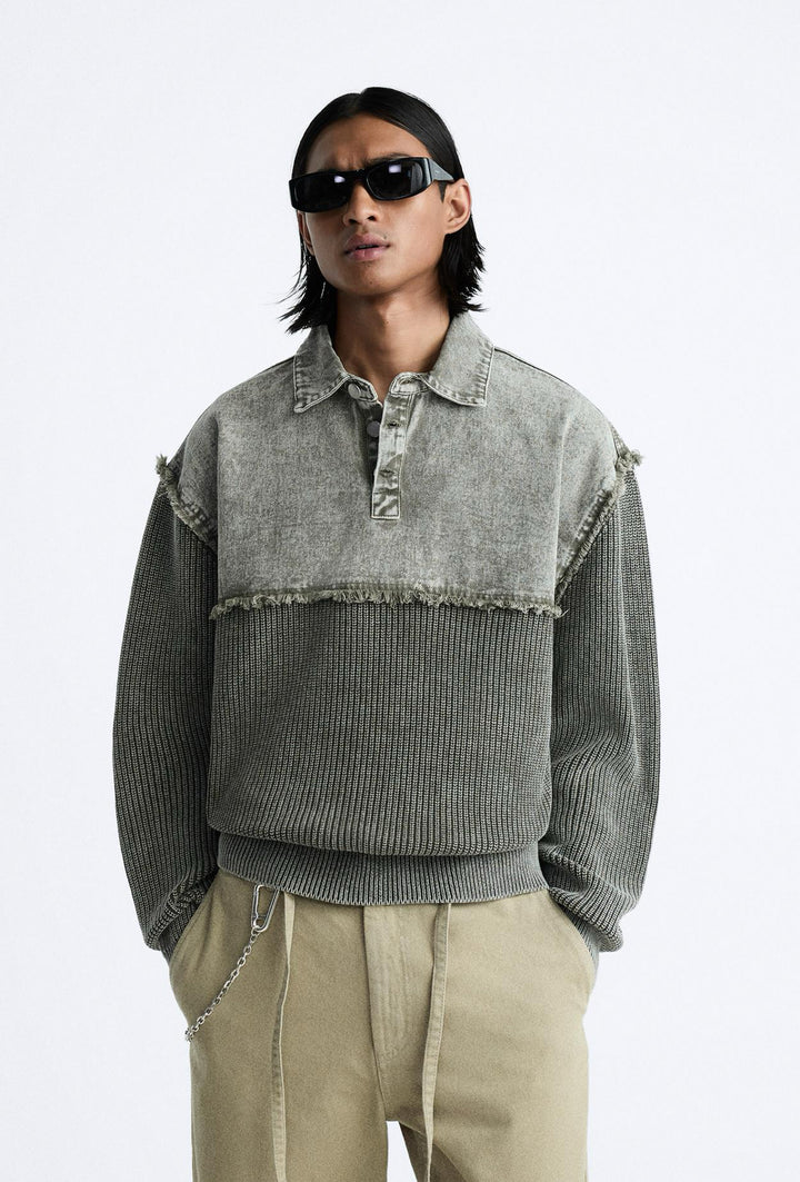 ZARA KNIT POLO SHIRT WITH MATCHING DENIM